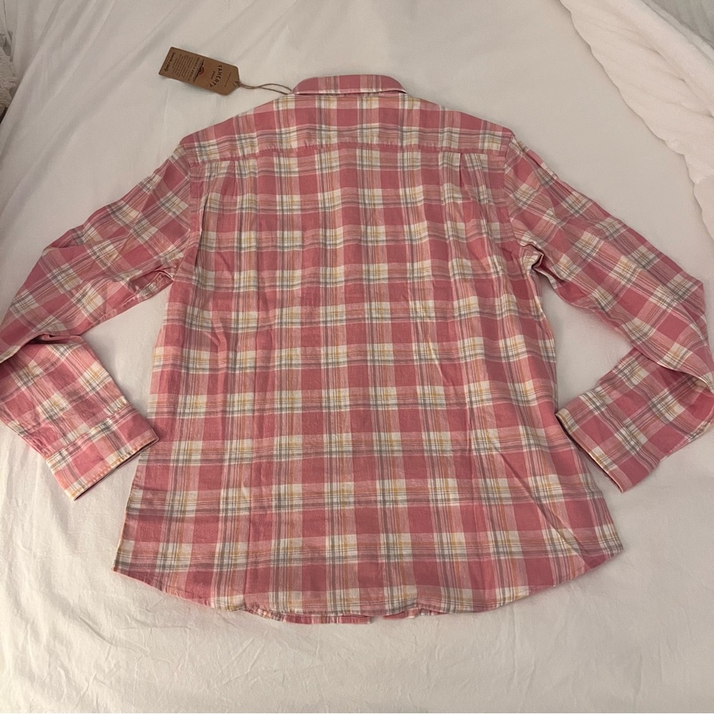 NWT Faherty Pink and White Plaid Button Down Shirt - Picture 2 of 7